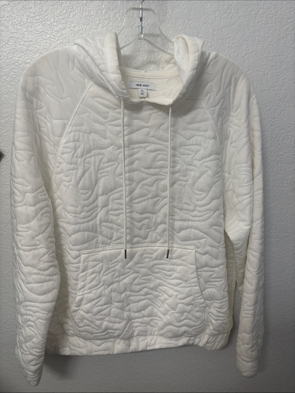 Nine West Cream Quilted Hooded Sweatshirt